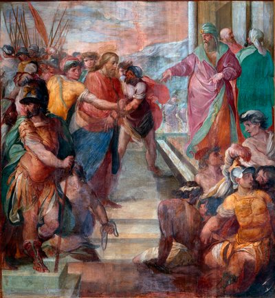 Cristo es conducido ante Caifás Detalle de uno de los frescos de la Pasión de Cristo realizado por Girolamo Massei (1540-1614) 1594-1600 Roma, Santa Prassede de Girolamo Massel