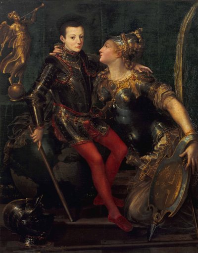 Retrato Alegórico de Parma Abrazando a Alessandro Farnese, 1556 de Girolamo Mazzola Bedoli