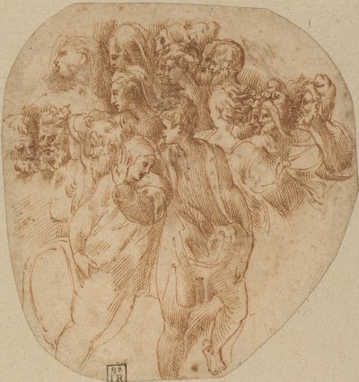 Estudios de figuras [recto] de Girolamo Mazzola Bedoli