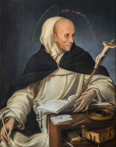 Retrato de un fraile vestido como Santo Tomás de Aquino de Girolamo Mazzola Bedoli