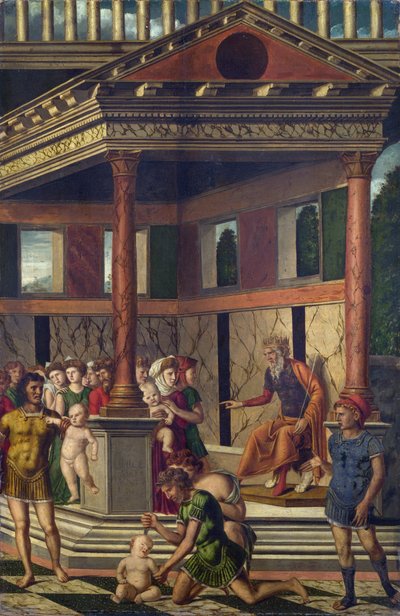 La masacre de los inocentes con Herodes de Girolamo Mocetto