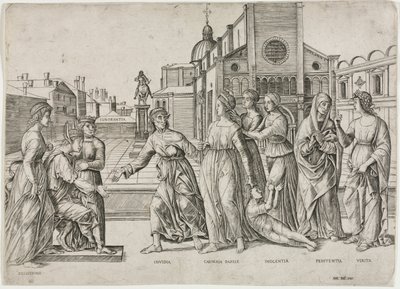 La calumnia de Apeles, c. 1500-1506 de Girolamo Mocetto