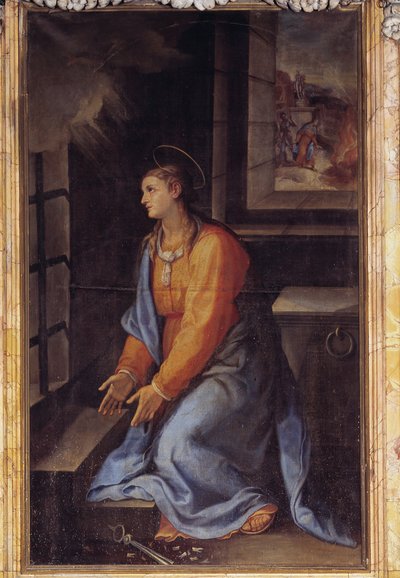 Retrato de Santa Apolonia en prisión de Girolamo Muziano