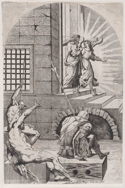 San Pedro liberado de la prisión por el ángel de Girolamo Pedrignani