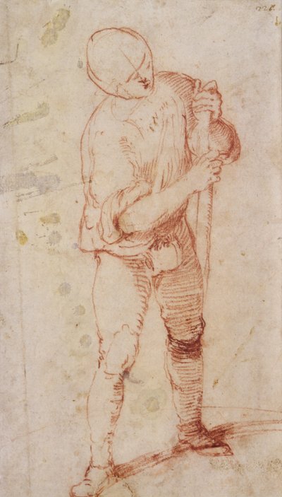 Hombre de pie sosteniendo un bastón de Girolamo Romanino