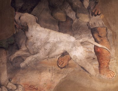 Figura de perro (detalle) de Girolamo Romanino