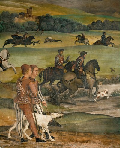 Visita del rey Cristián de Dinamarca a Malpaga en 1474 (fresco) de Girolamo Romanino