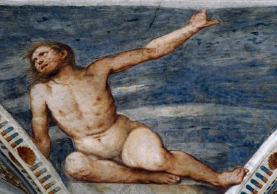 Desnudo masculino, Detalle de los frescos de Girolamo Romanino (ca 1484-después de 1559), Comisionado por Bernardo Clesio de Girolamo Romanino