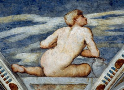 Desnudo masculino, Detalle de los frescos de Girolamo Romanino (ca 1484-después de 1559), Comisionado por Bernardo Clesio de Girolamo Romanino