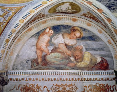 Sansón y Dalila, luneta de Girolamo Romanino
