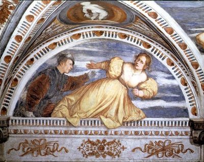 Tarquinio y Lucrecia, luneta de Girolamo Romanino