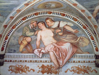 La Muerte de Cleopatra, luneta de Girolamo Romanino