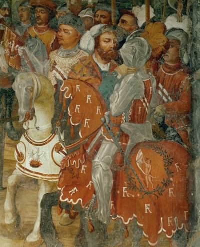 Dos participantes en un torneo (fresco) de Girolamo Romanino
