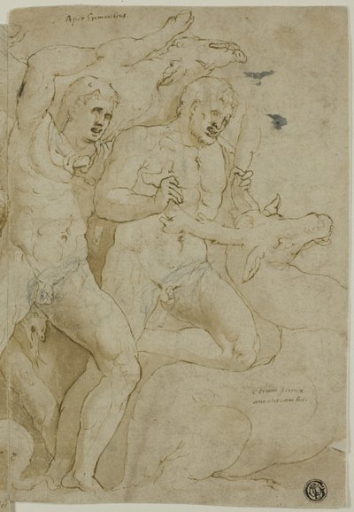Antiguo relieve de sarcófago con los trabajos de Hércules de Girolamo da Carpi