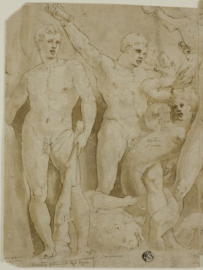 Relieve de sarcófago antiguo con los trabajos de Hércules de Girolamo da Carpi
