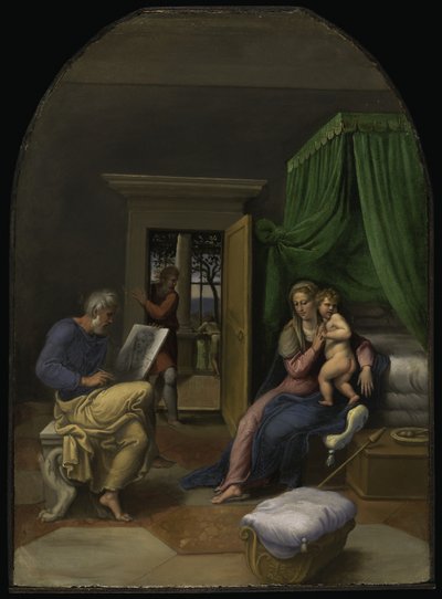 San Lucas dibujando a la Virgen con el Niño, c.1535 (óleo sobre tabla) de Girolamo da Carpi