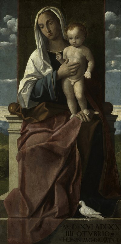 Virgen y niño entronizados, 1516 de Girolamo da Santacroce