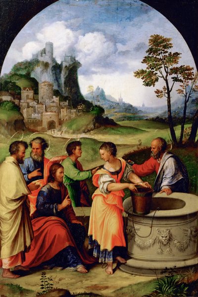 Jesús y la Samaritana de Girolamo da  Treviso II