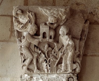 Presentación de un modelo de la iglesia (capitel esculpido) de Gislebertus