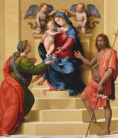 Madonna y Niño en el Trono con los Santos María Magdalena y Juan el Bautista de Giuliano Bugiardini