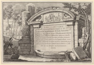 Ruinas clásicas en un paisaje: frontispicio de Giuliano Giampiccoli and Giovanni Battista Tiepolo