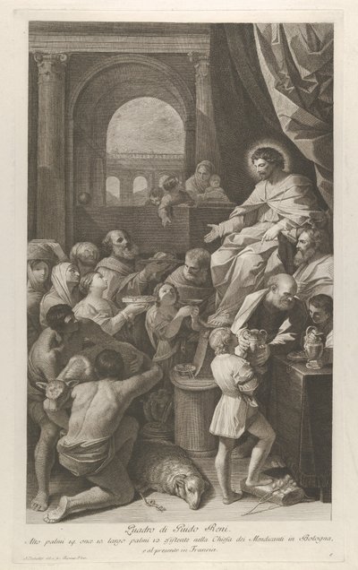 San Job sentado a la derecha recibiendo los regalos del pueblo, ca. 1760-1800 de Giuliano Traballesi