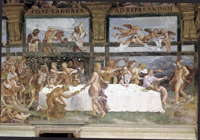 Preparativos del banquete de los dioses para las bodas de Cupido y Psique, detalle de Giulio (1483 1520) Romano