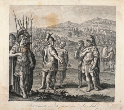 Encuentro entre Aníbal y Escipión durante las Guerras Púnicas de Giulio (after) Romano