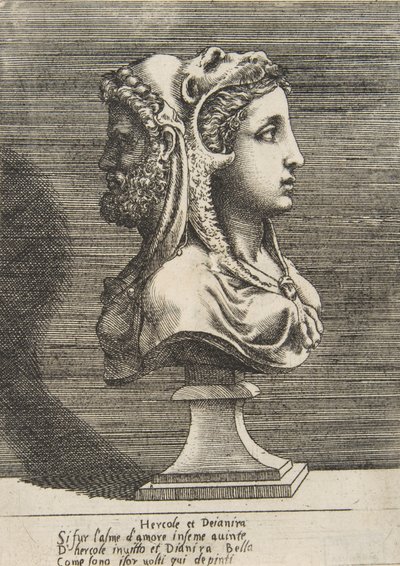 Busto de Hércules y Dejanira, ca. 1531-76 de Giulio Bonasone