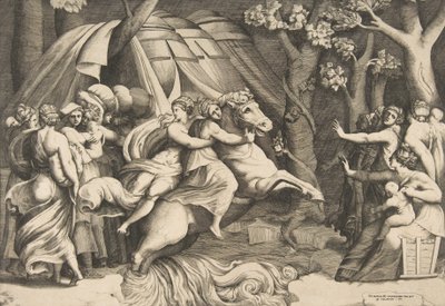 Cloelia a caballo cruzando el Tíber, ca. 1540-60 de Giulio Bonasone