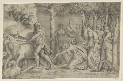Hércules roba los bueyes de Gerión de Giulio Bonasone