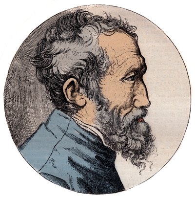 Retrato de Miguel Ángel Buonarroti, escultor italiano de Giulio Bonasone