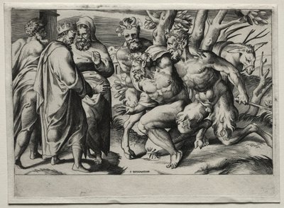 Silenus and King Midas de Giulio Bonasone