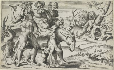 Silenus montando un burro de Giulio Bonasone