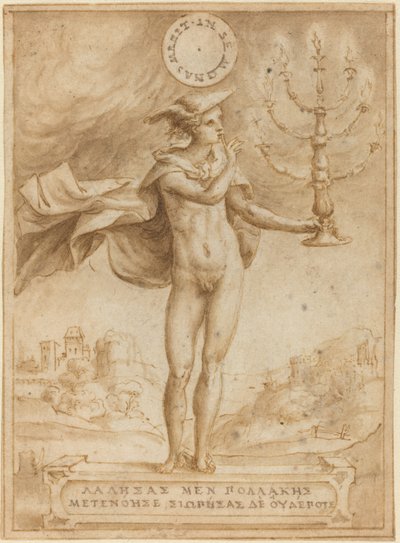 Estudio para Harpócrates (Silentio Deum Cole) de Giulio Bonasone