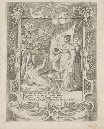 Tántalo habla con Diana Amor, ira y celos de Juno (título de la serie) Amori sdegni et gielosie di Giunone (título de la serie) de Giulio Bonasone