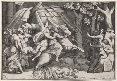 Clelia cruzando el Tíber de Giulio Bonasone after Polidoro da Caravaggio