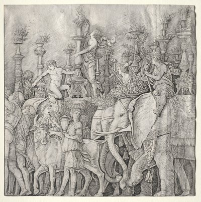 Los triunfos de César: Los elefantes, c. 1485-1490 de Giulio Campagnola