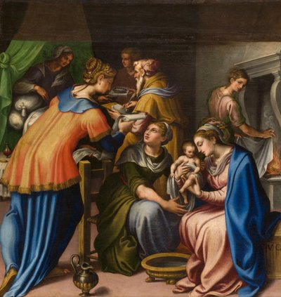 Capilla de Nuestra Señora del Pueblo, primer tramo lado norte, Nacimiento del Bautista de Giulio Campi