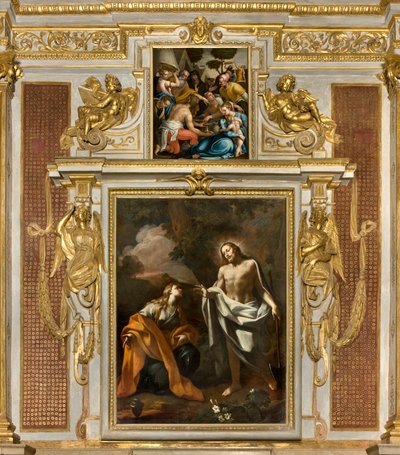 Capilla del SS Sacramento, primer tramo lado norte, Noli me tangere, Aparición de Cristo a la Magdalena, Recolección de maná de Giulio Campi