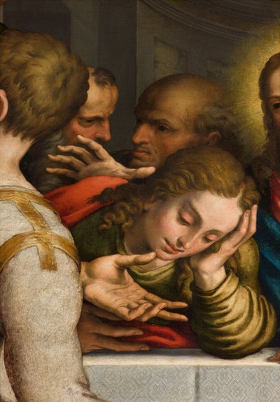 Capilla del SS Sacramento, Segundo tramo lado norte, Giulio Campi, Última Cena (detalle) 1569 de Giulio Campi