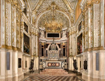 Capilla del SS Sacramento, Proyecto de Francesco Dattaro 1569, Decoración de Giovanni Battista Cambi, Ancona del SS Giulio Campi, Proyecto de renovación Malosso de Giulio Campi