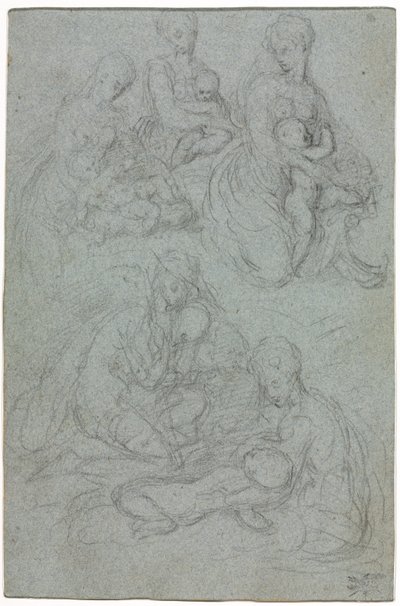 Bocetos de la Virgen y el Niño, segunda mitad del siglo XVI de Giulio Campi