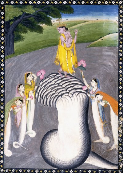 Krishna dominando a la serpiente de muchas cabezas, c.1790 de Giulio Carlini