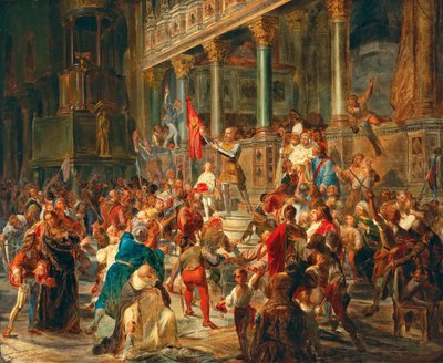 Reuniendo a los soldados ¡Viva Messer Vittore Pisani!, 1864 de Giulio Carlini