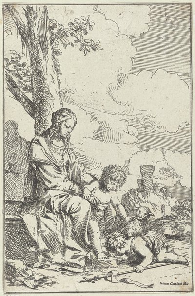 Sagrada Familia con el joven Juan Bautista de Giulio Carpioni (I)