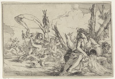 Agua Náyade con cántaro y tritones Los cuatro elementos (título de la serie) de Giulio Carpioni (I)