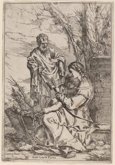 Sagrada Familia con la Virgen leyendo de Giulio Carpioni