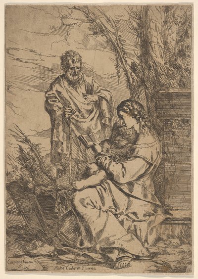 Sagrada Familia con la Virgen leyendo de Giulio Carpioni