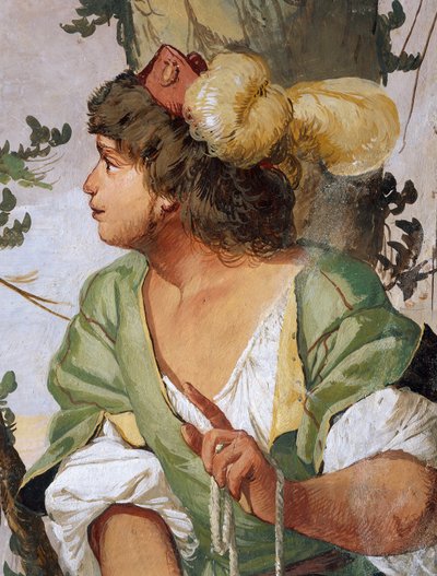 El pastor Silvio hiere accidentalmente a la ninfa Dorinda y se enamora de ella, fresco de Giulio Carpioni, inspirado en la obra pastoral El Pastor Fiel, de Giovanni Battista Guarini, Villa Caldogno, Caldogno, Véneto, Italia de Giulio Carpioni